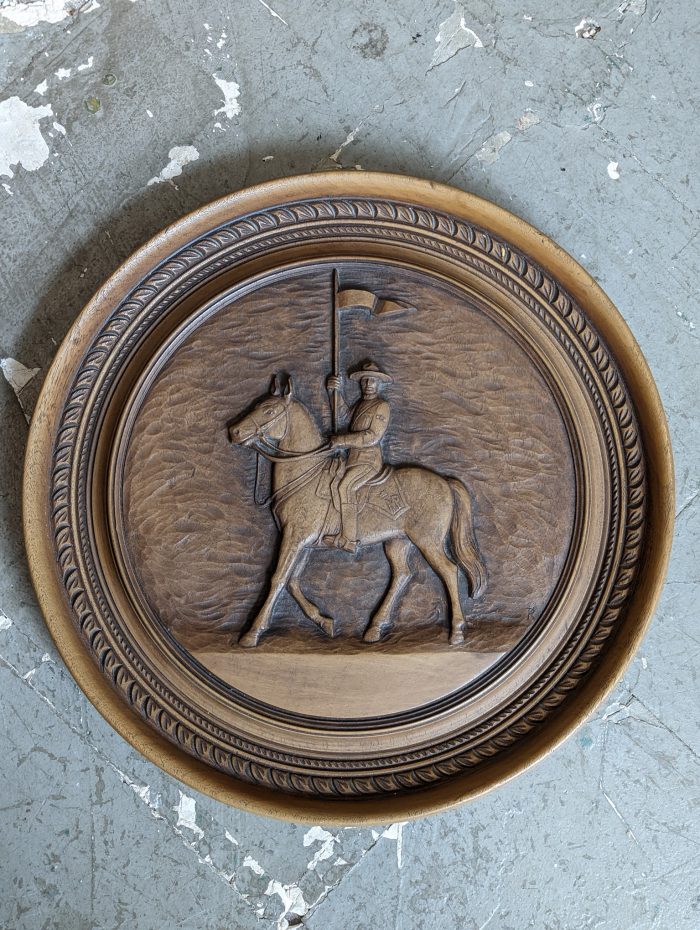 1970s Karl Rothammer Canadian MP Round Wood Plaque Carving